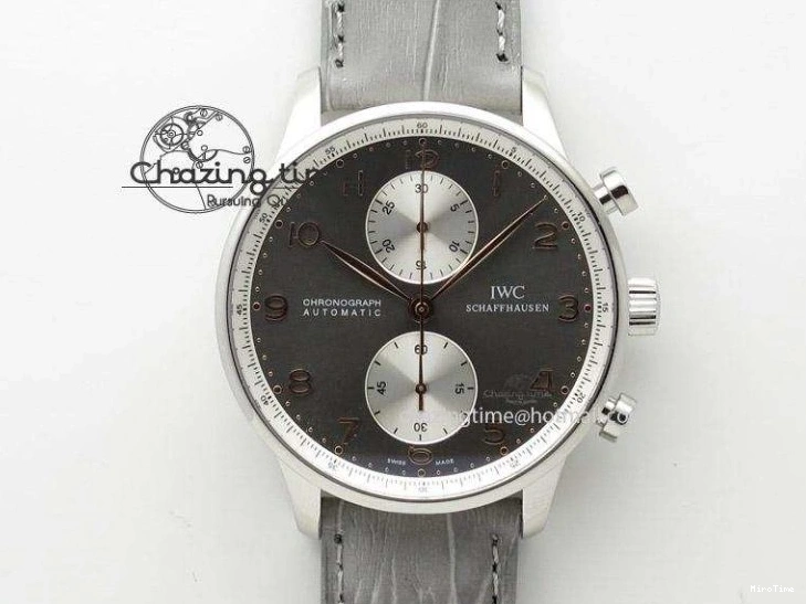 MIROTIME 0213 Portuguese Chrono SS ZF 1:1 Best Edition Gray Dial SS On Black Leather Strap A ZipUp 7215